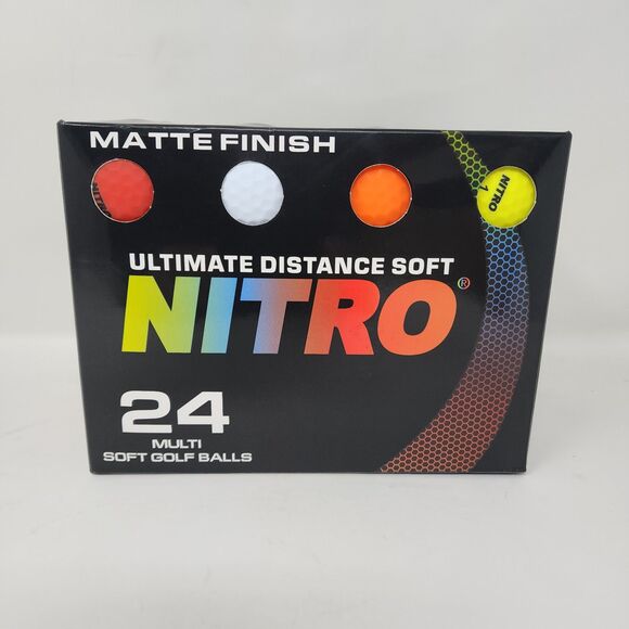 Nitro Golf Ultimate Distance Soft Golf Balls Multicolor 24 Pack Matte Finish - Picture 1 of 6